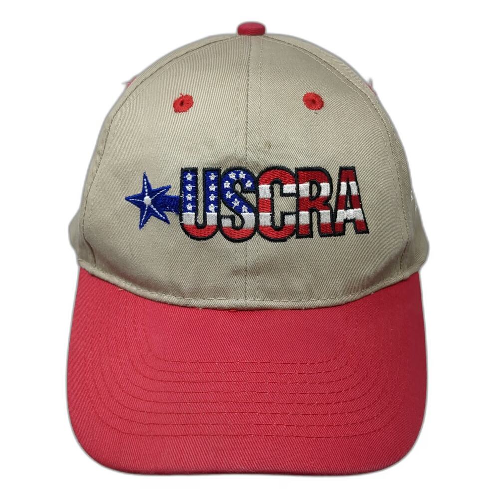 Otto Baseball Cap Beige Red One Size USCRA Calf Ropers Assn Hat Stars Stripes